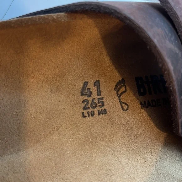 New Birkenstock Arizona Oiled Leather Brown Sandals Size 10 - Picture 9 of 12